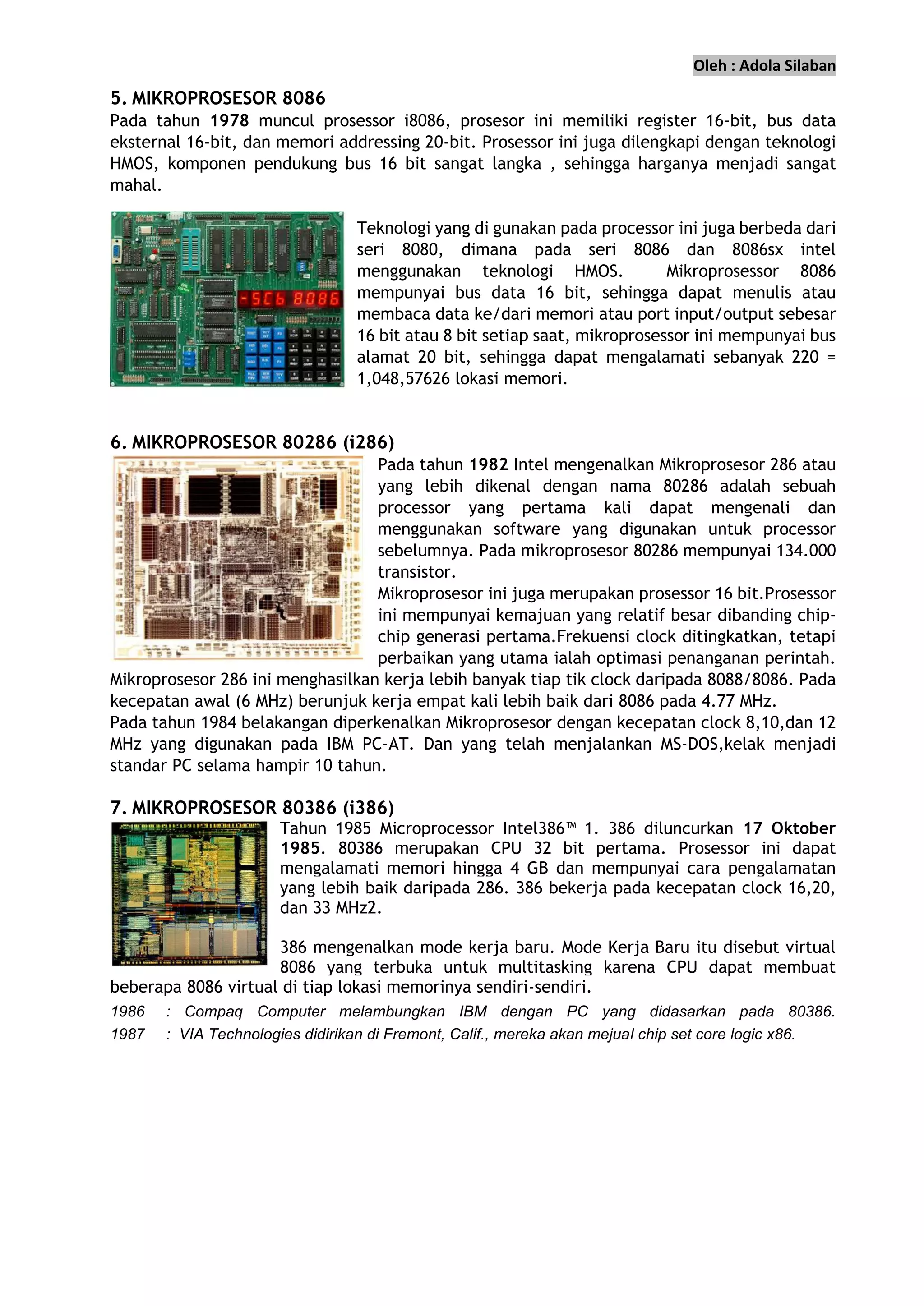 Sejarah perkembangan mikroprosesor | PDF