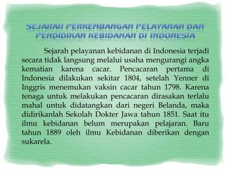 Sejarah perkembangan pelayanan dan pendidikan bidan indonesia  PPT