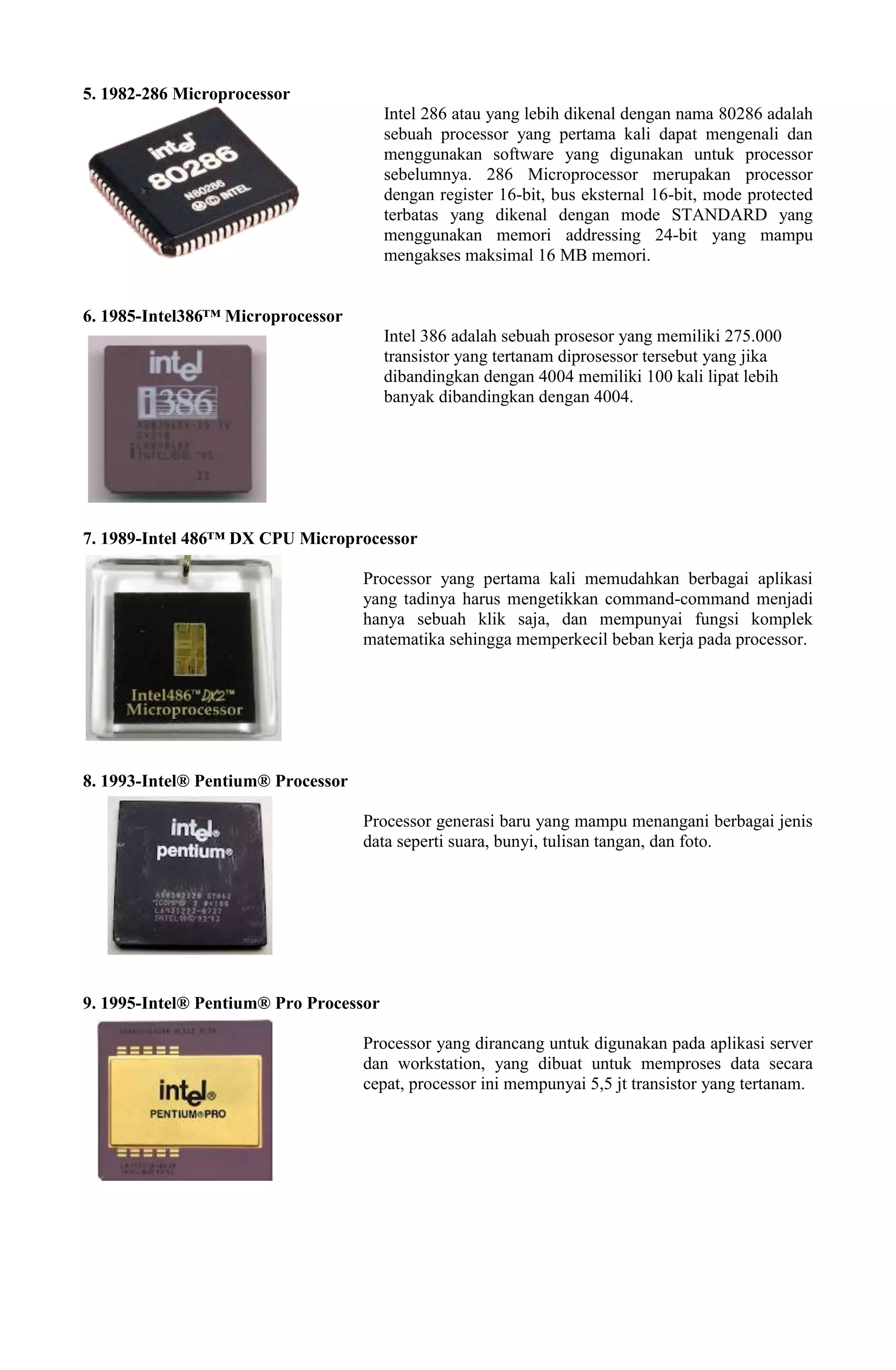 Sejarah Perkembangan Prosessor Intel | DOCX