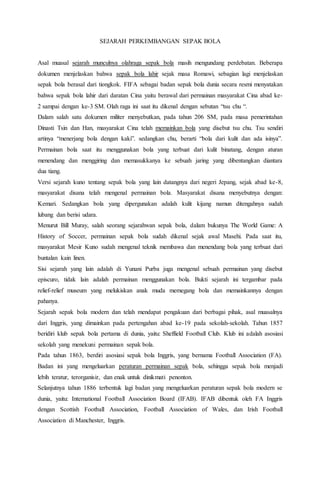 Sejarah perkembangan sepak bola | PDF