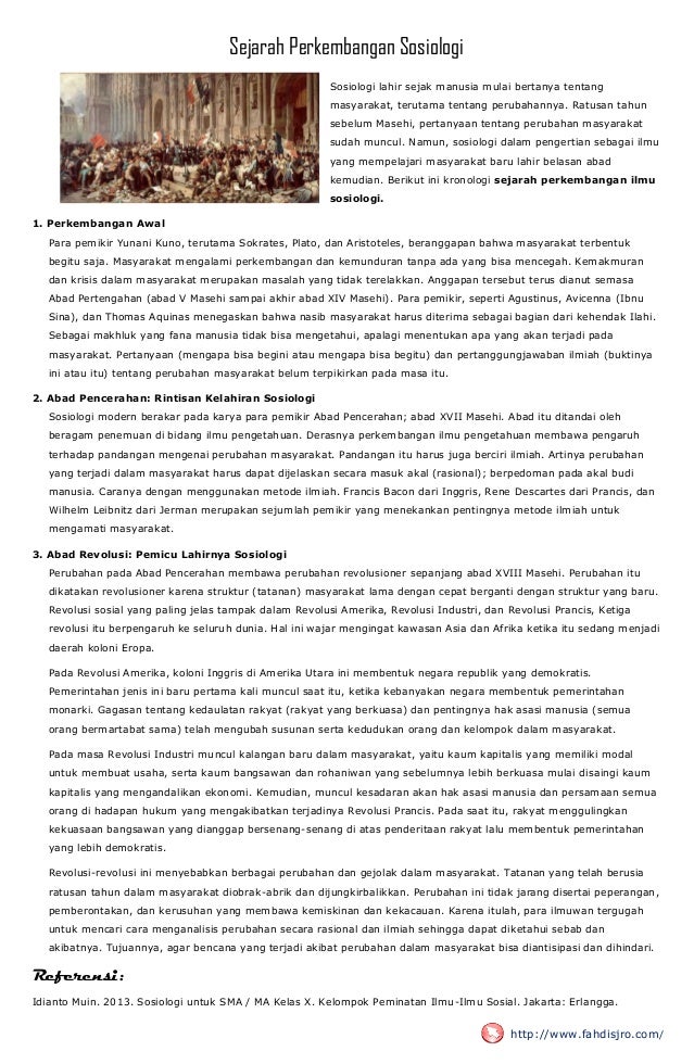 Sejarah Perkembangan Sosiologi