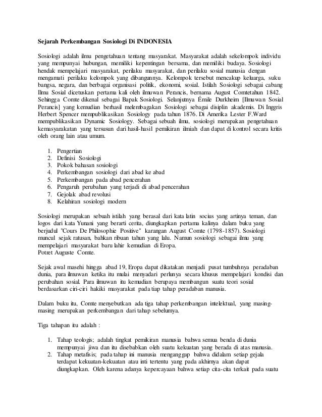 Sejarah Sosiologi - Sejarah Perkembangan Sosiologi 4 638