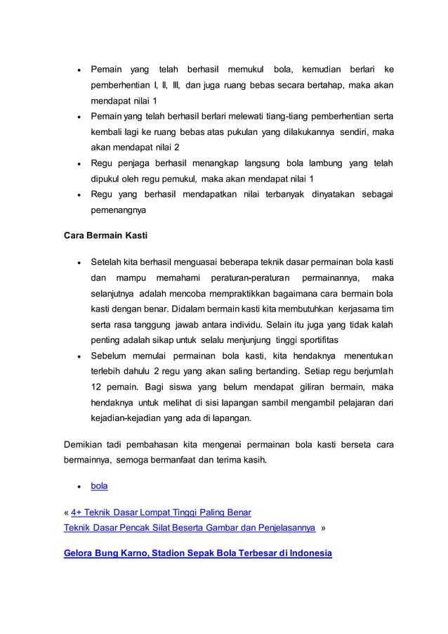 Sejarah permainan bola kasti dan cara bermainnya 1