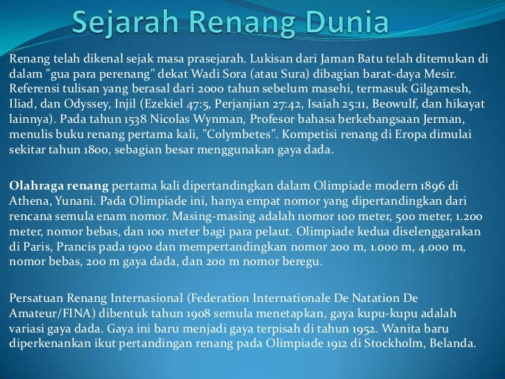 Sejarah Renang