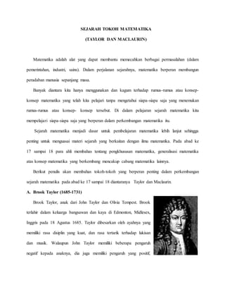 Sejarah Taylor dan Maclaurin | PDF