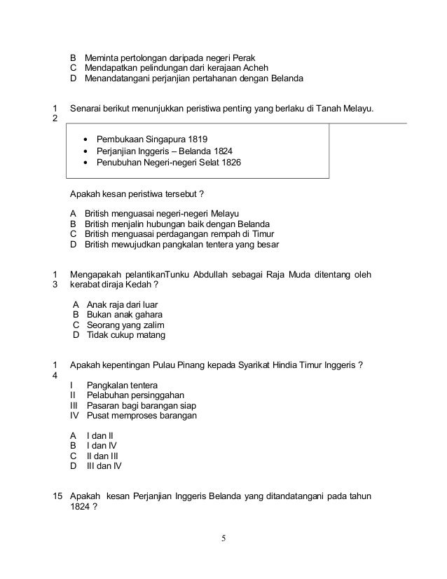 Soalan Latihan Sejarah Tingkatan 4 Bab 4 Terengganu T