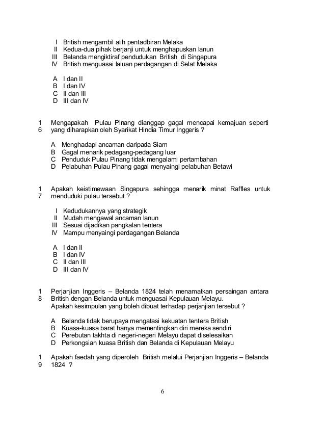 Latihan Soalan Objektif Sejarah Tingkatan 4 - Malacca f