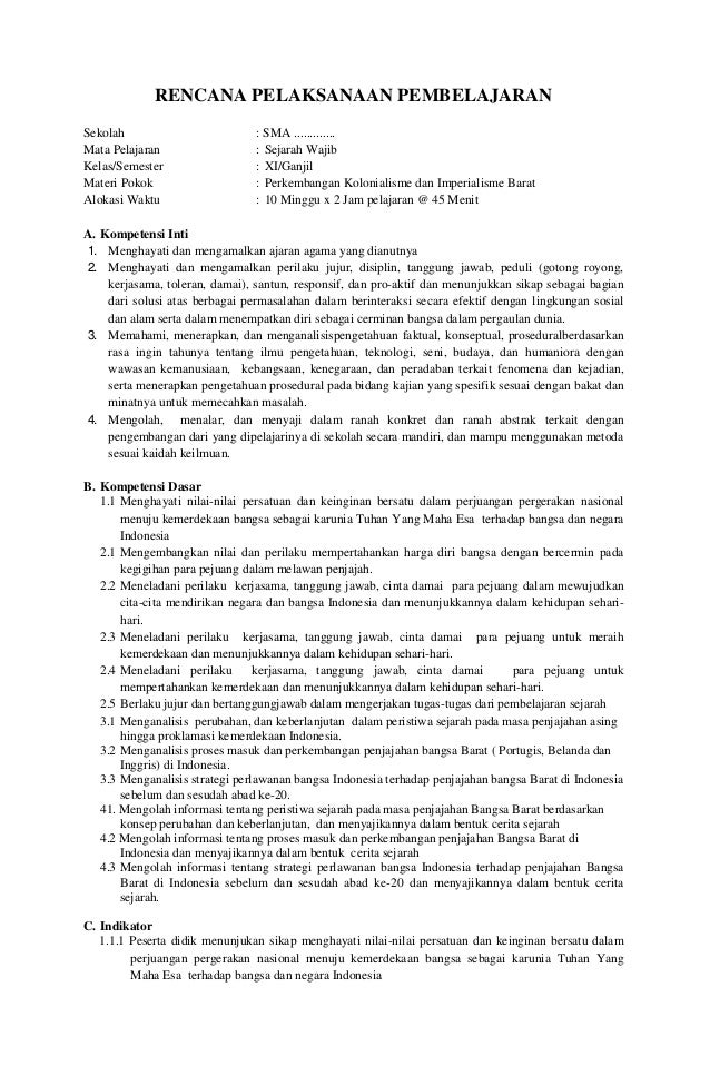Rpp Sma Sejarah Wajib Kelas Xi