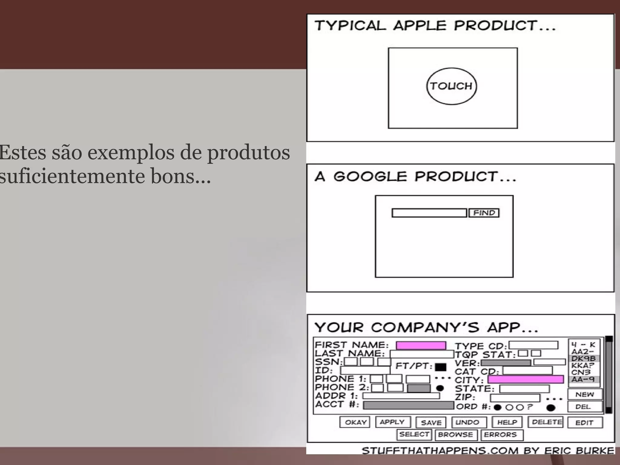 Estes são exemplos de produtos suficientemente bons... 