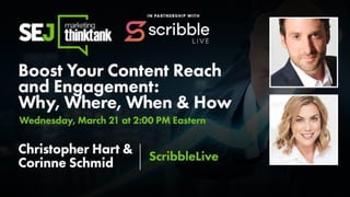 #SEJThinkTank
Boost Your Content Reach and Engagement:
Why, Where, When & How
 