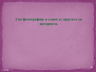 Све фотографије и слике су преузете са
                       интернета.




                                                    14
С. Шевић
 