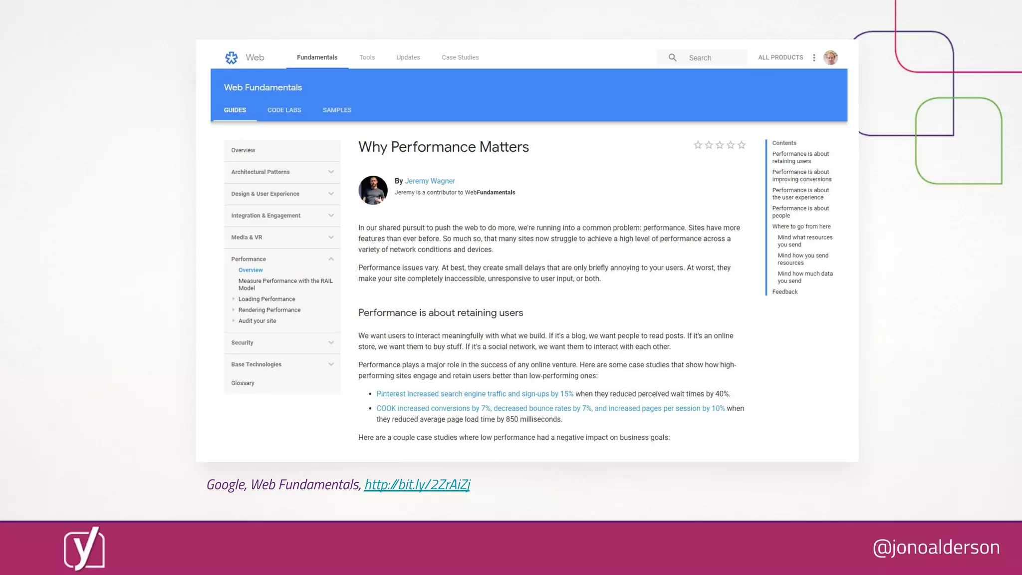 @jonoalderson
Google, Web Fundamentals, http://bit.ly/2ZrAiZj
 