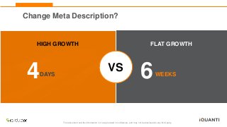 This document and the information in it are provided in confidence, and may not be disclosed to any third party.
FLAT GROWTH
6WEEKS
VS
HIGH GROWTH
DAYS
4
Change Meta Description?
 