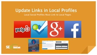 Update Links in Local Profiles
Local Social Profiles Must Link to Local Pages
 