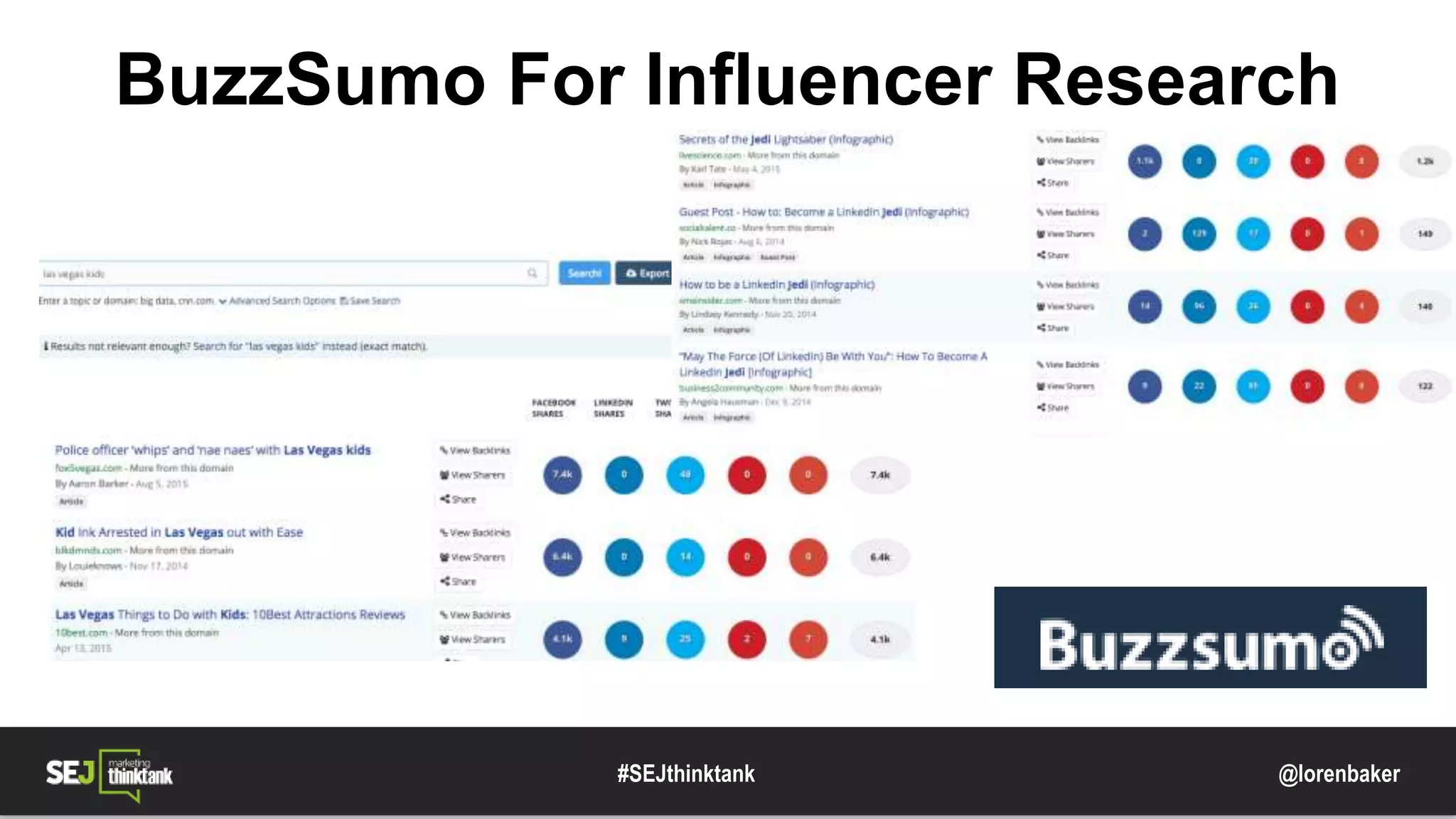 @lorenbaker
BuzzSumo For Influencer Research
#SEJthinktank
 