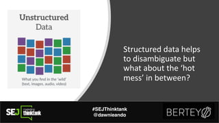 Structured(data(helps(
to(disambiguate(but(
what(about(the(‘hot(
mess’(in(between?
#SEJThinktank
@dawnieando
 
