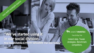 Sebastian Wenzel, Webanalyticsbook
Free 30-Day Trial
Instant data. Tweak
strategies. Benchmark
competitors.
 