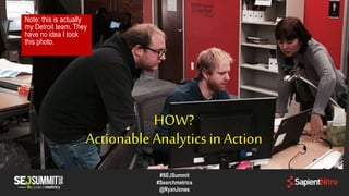Note: this is actually
my Detroit team. They
have no idea I took
this photo.
HOW?
Actionable AnalyticsinAction
#SEJSummit
#Searchmetrics
@RyanJones
 