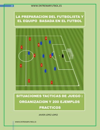 28                  WWW.ENTRENARFUTBOL.ES



     LA PREPARACION DEL FUTBOLISTA Y
      EL EQUIPO BASADA EN EL FUTBOL




      SITUACIONES TACTICAS DE JUEGO :
         ORGANIZACION Y 200 EJEMPLOS
                             PRACTICOS

                             JAVIER LOPEZ LOPEZ


     WWW.ENTRENARFUTBOL.ES
 