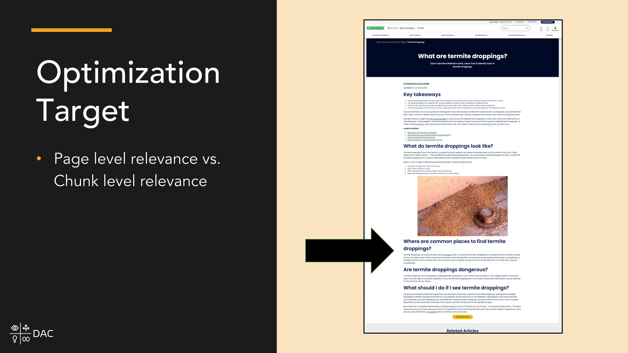 • Page level relevance vs.
Chunk level relevance
Optimization
Target
 