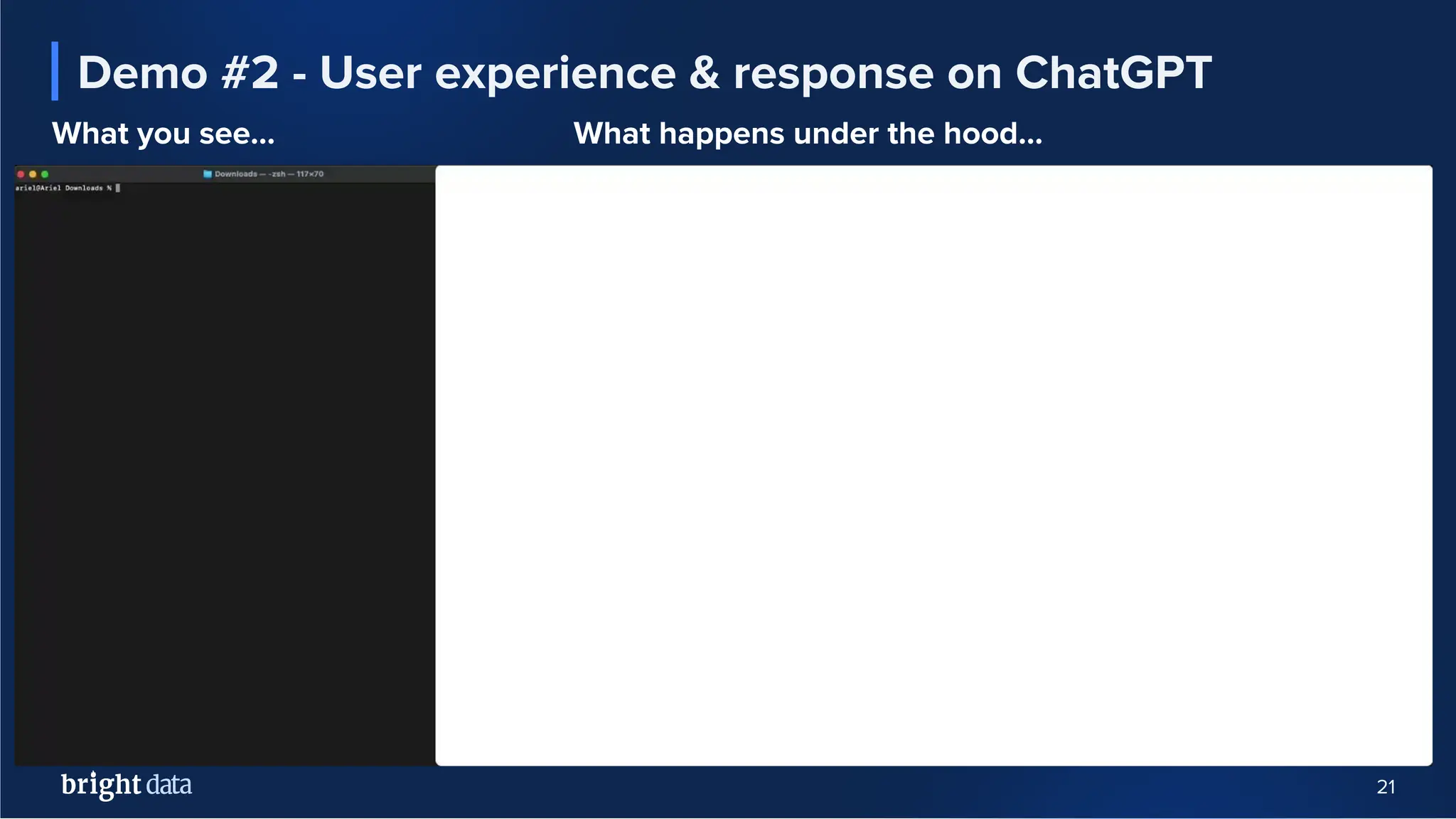 21
Demo #2 - User experience & response on ChatGPT
What you see… What happens under the hood…
 