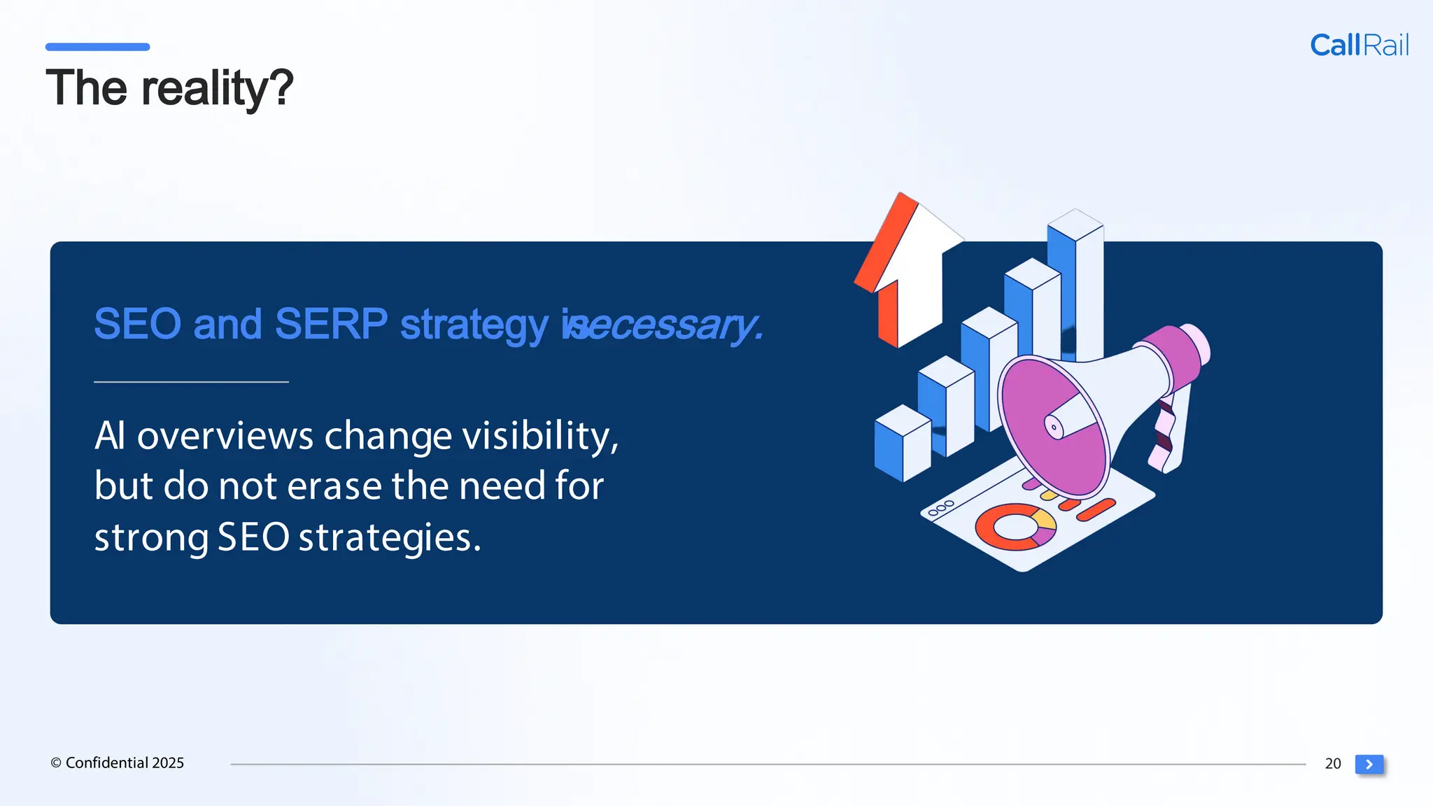 20
© Confidential 2025
The reality?
AI overviews change visibility,
but do not erase the need for
strong SEO strategies.
SEO and SERP strategy is
necessary.
 