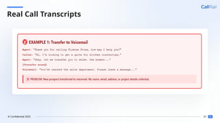 20
© Confidential 2025
Real Call Transcripts
 