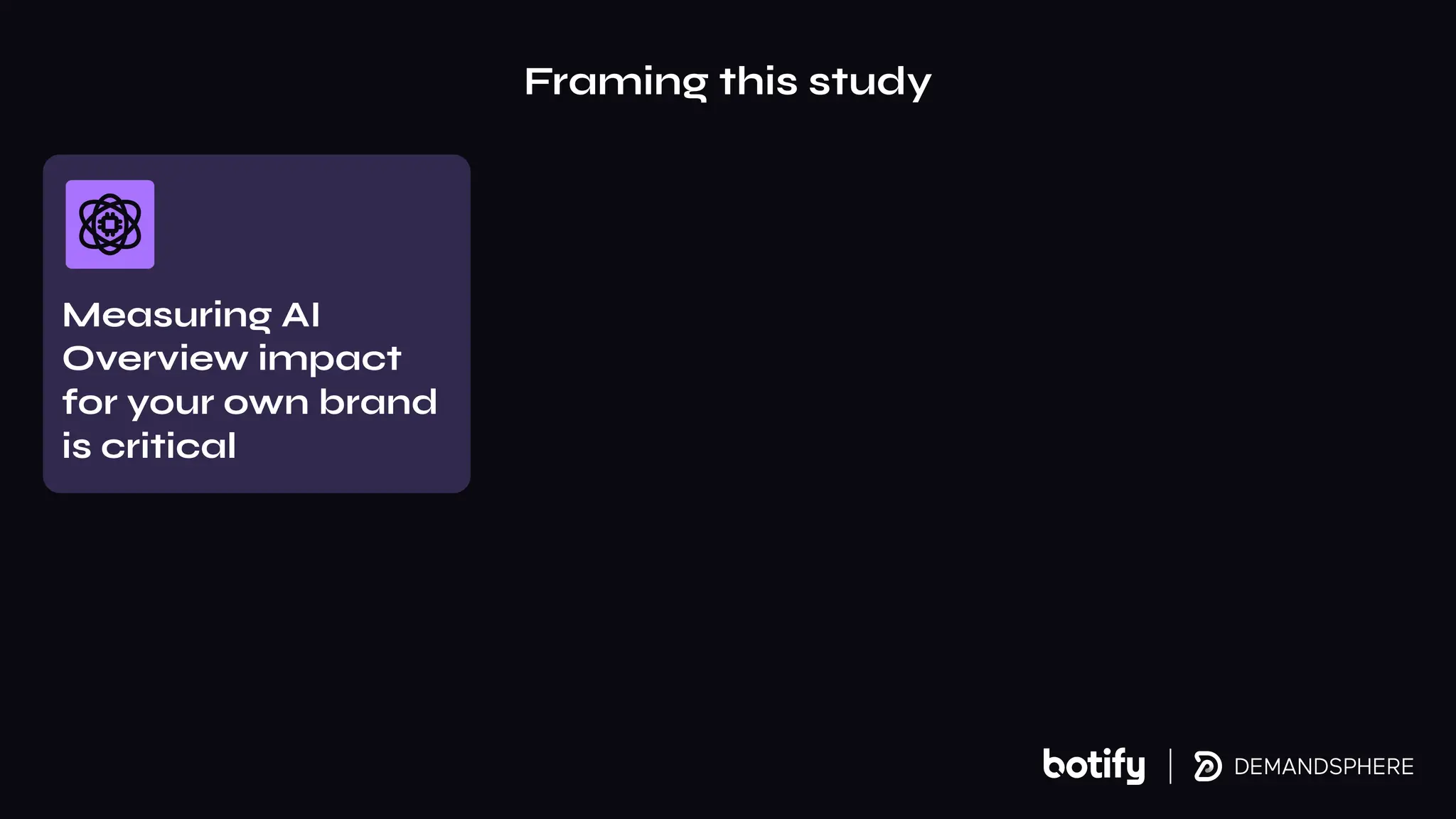 Framing this study
Measuring AI
Overview impact
for your own brand
is critical
 