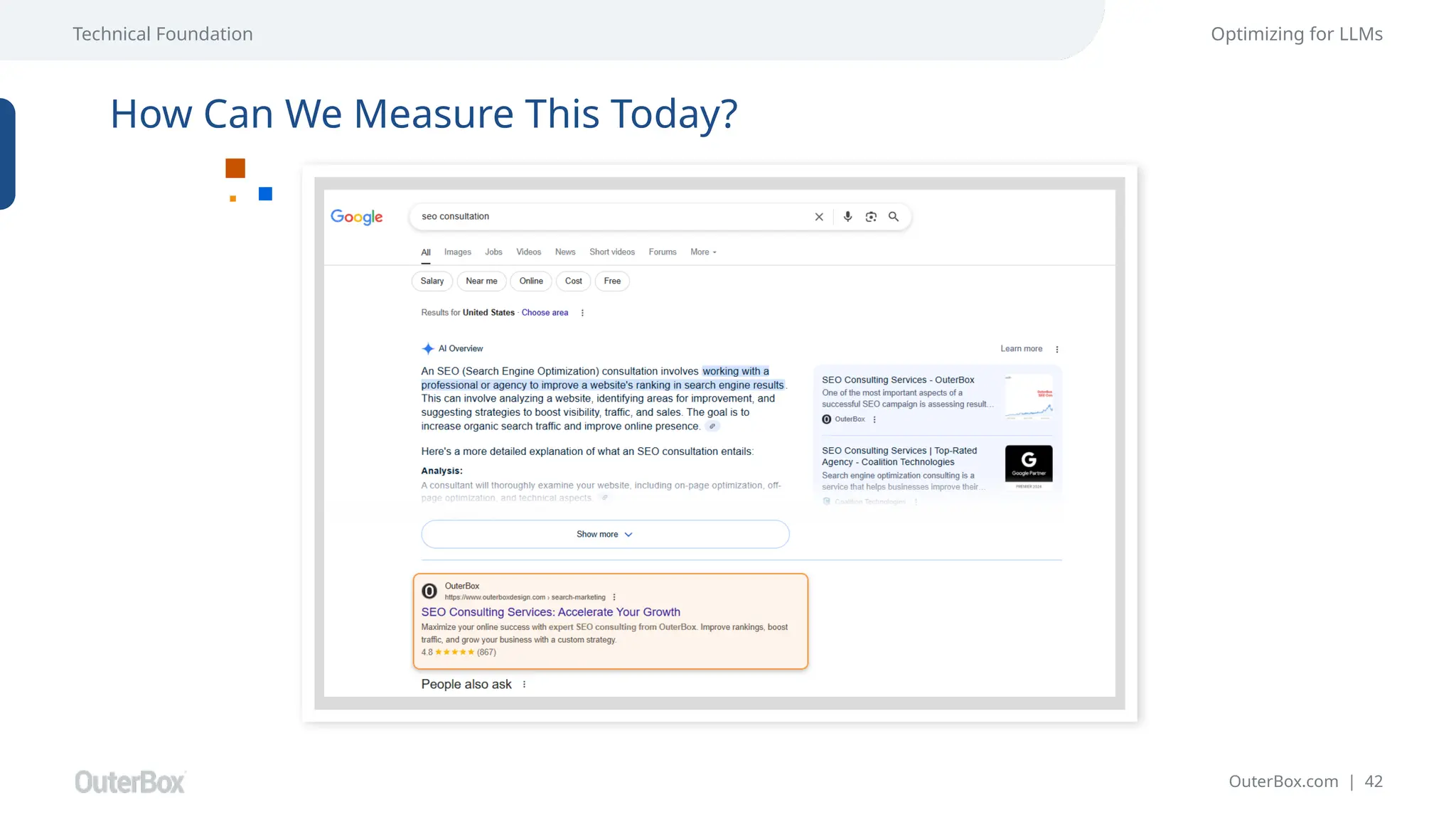 OuterBox.com | 42
Technical Foundation Optimizing for LLMs
How Can We Measure This Today?
 