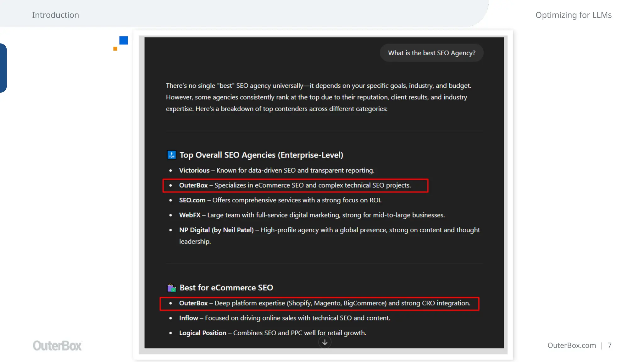 OuterBox.com | 7
Optimizing for LLMs
Introduction
 