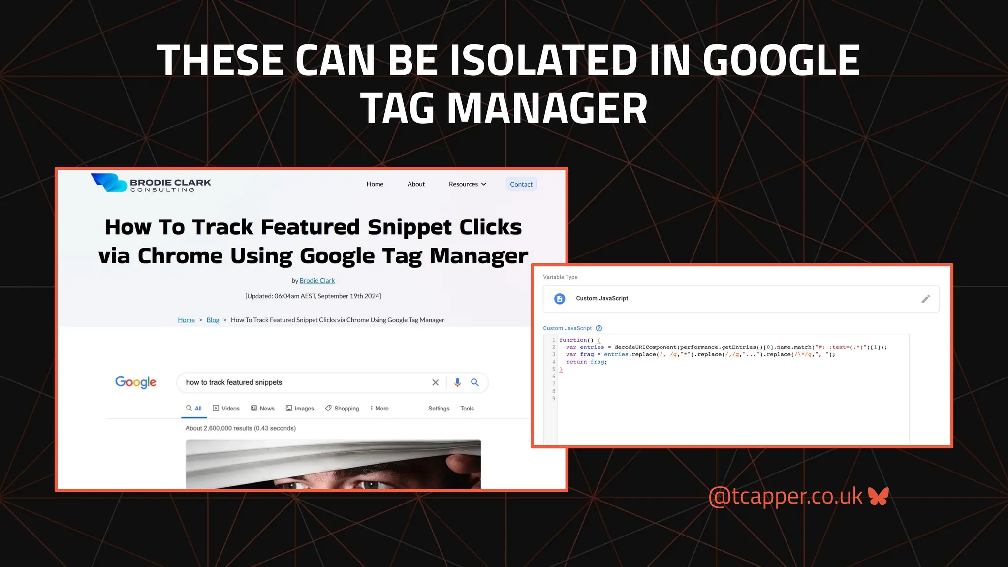 @tcapper.co.uk
THESE CAN BE ISOLATED IN GOOGLE
TAG MANAGER
 