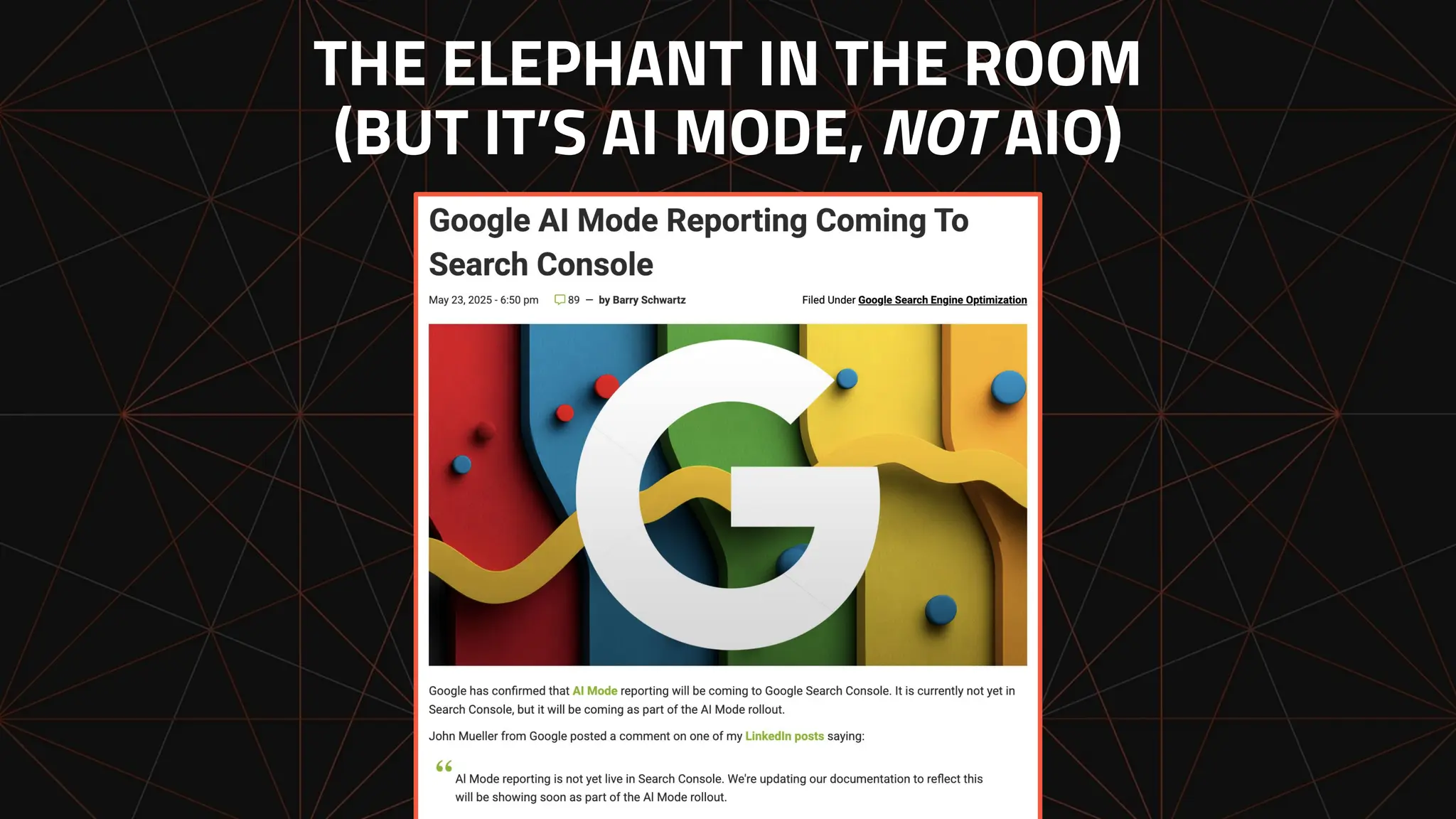 THE ELEPHANT IN THE ROOM
(BUT IT’S AI MODE, NOT AIO)
 