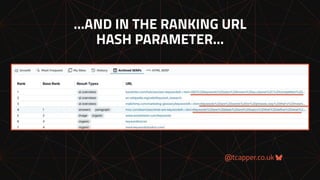 @tcapper.co.uk
…AND IN THE RANKING URL
HASH PARAMETER…
 