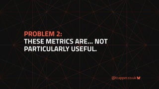 @tcapper.co.uk
PROBLEM 2:
THESE METRICS ARE… NOT
PARTICULARLY USEFUL.
 
