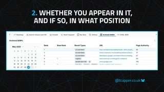 @tcapper.co.uk
2. WHETHER YOU APPEAR IN IT,
AND IF SO, IN WHAT POSITION
 