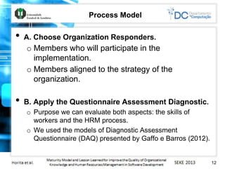 Process Model
• A. Choose Organization Responders.
o Members who will participate in the
implementation.
o Members aligned...