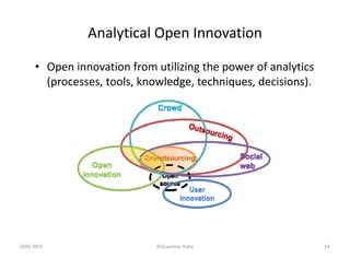 ©Guenther Ruhe
Analytical Open Innovation
• Open innovation from utilizing the power of analytics 
(processes, tools, know...