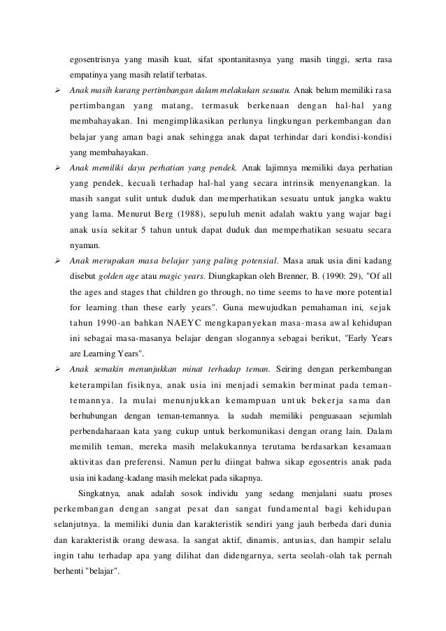 karakteristik anak usia dini