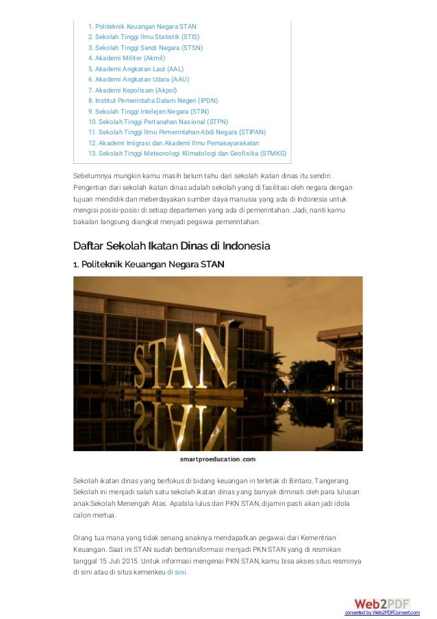 Daftar Sekolah Ikatan Dinas di Indonesia