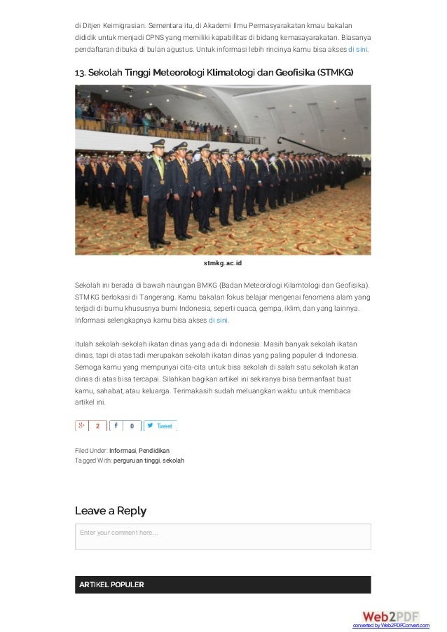 Daftar Sekolah Ikatan Dinas di Indonesia