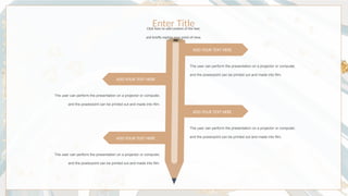 ADD YOUR TEXT HERE
The user can perform the presentation on a projector or computer,
and the powerpoint can be printed out and made into film.
ADD YOUR TEXT HERE
The user can perform the presentation on a projector or computer,
and the powerpoint can be printed out and made into film.
ADD YOUR TEXT HERE
The user can perform the presentation on a projector or computer,
and the powerpoint can be printed out and made into film.
ADD YOUR TEXT HERE
The user can perform the presentation on a projector or computer,
and the powerpoint can be printed out and made into film.
Enter Title
Click here to add content of the text,
and briefly explain your point of view.
 