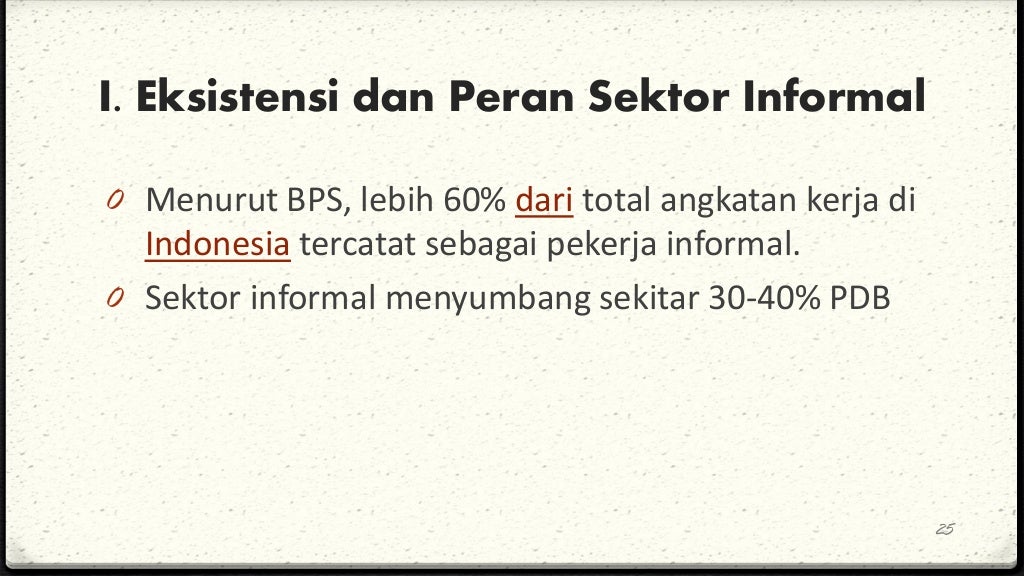 Sektor informal (Pengantar Studi Kependudukan)