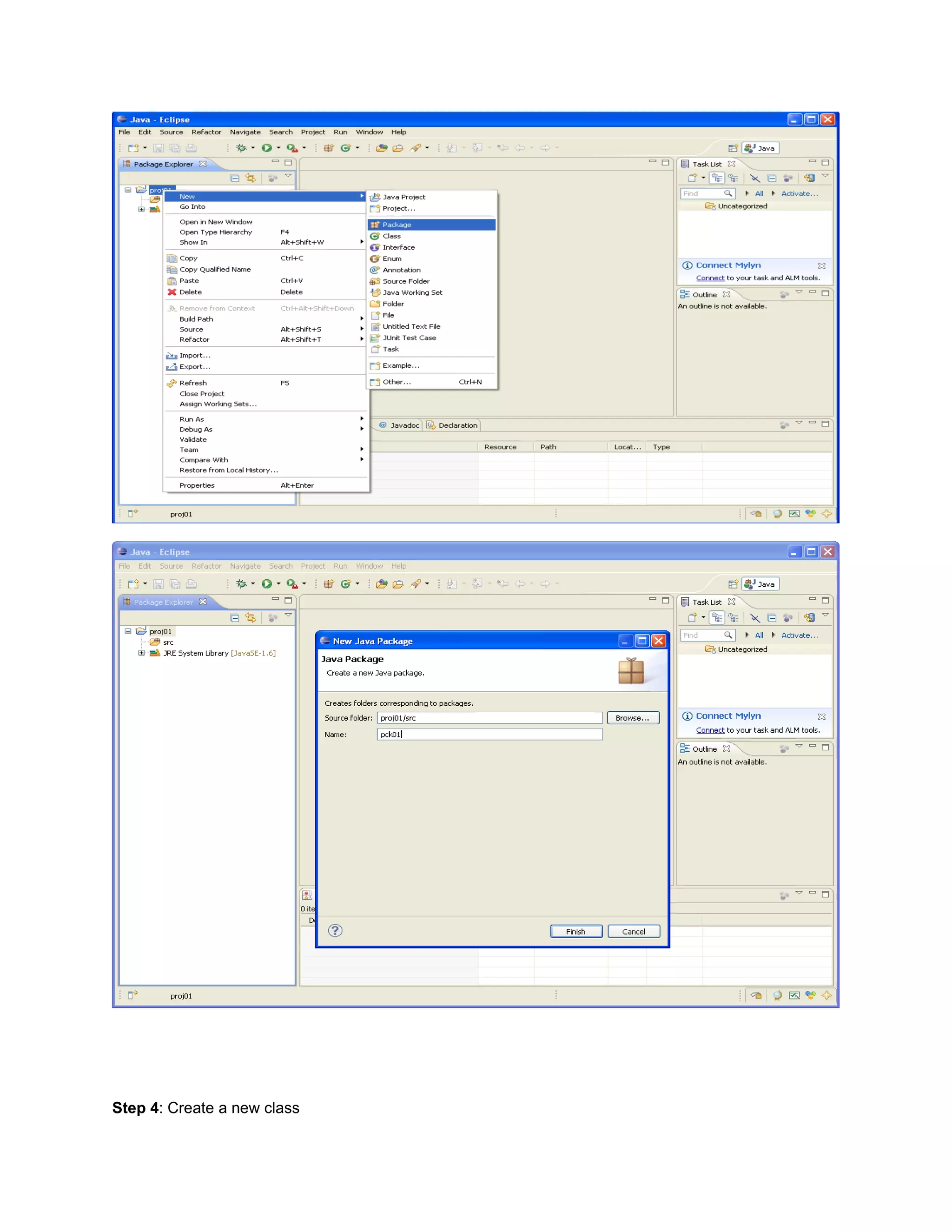Step 4: Create a new class
 