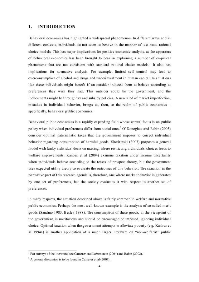 Essay on behavioral economics