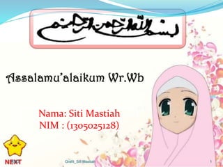 KBG Grafit_Siti Mastiah 1
Nama: Siti Mastiah
NIM : (1305025128)
 