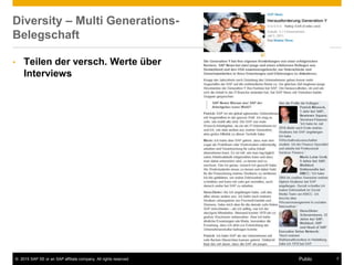 © 2015 SAP SE or an SAP affiliate company. All rights reserved. 7Public
Diversity – Multi Generations-
Belegschaft
• Teilen der versch. Werte über
Interviews
 
