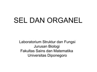 SEL DAN ORGANEL
Laboratorium Struktur dan Fungsi
Jurusan Biologi
Fakultas Sains dan Matematika
Universitas Diponegoro
 