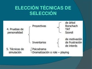 ELECCIÓN TÉCNICAS DE
     SELECCIÓN
 
