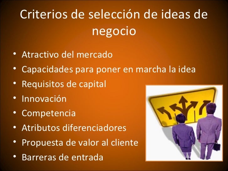 Selección ideas de negocio