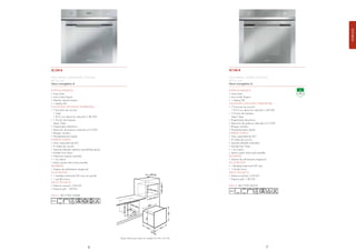 HORNOS
SC109-8                                                                                                   SC106-8

Horno eléctrico, termoventilado, 8 funciones,                                                             Horno eléctrico, ventilado, 8 funciones,
60 cm, inox                                                                                               60 cm, inox
Clase energética A                                                                                        Clase energética A

ESTÉTica/maNdOS                                                                                           ESTÉTica/maNdOS
. Línea Línea                                                                                             . Línea Línea
. inox/cristal Stopsol                                                                                    . inox/cristal Stopsol
. mandos retroiluminados                                                                                  . 1 display LEd
. 1 display LEd                                                                                           fUNciONES/OpciONES/TEmpERaTURa
fUNciONES/OpciONES/TEmpERaTURa                                                                            . 7 funciones de cocción:
. 7 funciones de cocción:                                                                                   1 EcO con absorción reducida (1,80 kW)
  1 Turbo                                                                                                 . 1 función de limpieza:
  1 EcO con absorción reducida (1,80 kW)                                                                    Vapor clean
. 1 función de limpieza:                                                                                  . programador electrónico
  Vapor clean                                                                                             . absorción de potencia reducida (<2.3 kW)
. programador electrónico                                                                                 . Bloqueo mandos
. absorción de potencia reducida (<2.3 kW)                                                                . precalentamiento rápido
. Bloqueo mandos                                                                                          iNTERiOR HORNO
. precalentamiento rápido                                                                                 . gran capacidad de 60 l
iNTERiOR HORNO                                                                                            . 4 niveles de cocción
. gran capacidad de 60 l                                                                                  . Soportes laterales embutidos
. 4 niveles de cocción                                                                                    . Esmalte Ever clean
. Soportes laterales metálicos (posibilidad guías)                                                        . 1 luz interior
. Esmalte Ever clean                                                                                      . interior puerta todo-cristal extraíble
. protección superior extraíble                                                                           SEgURidad
. 1 luz interior                                                                                          . Sistema de enfriamiento tangencial
. interior puerta todo-cristal extraíble                                                                  EN dOTaciÓN
SEgURidad                                                                                                 . 1 Bandeja tradicional (20 mm),
. Sistema de enfriamiento tangencial                                                                      . 1 parrilla horno
EN dOTaciÓN                                                                                               daTOS TÉcNicOS
. 1 bandeja tradicional (20 mm) con parrilla                                                              . potencia nominal: 3,00 kW
. 1 parrillas horno                                                                                       . potencia grill: 1,80 kW
daTOS TÉcNicOS
. potencia nominal: 3,00 kW                                                                               EaN13: 8017709130374
. potencia grill: 1,80 kW


EaN13: 8017709133948




                                                     dibujo valido para todos los modelos Sc109 y Sc106



                                     6                                                                                                         7
 